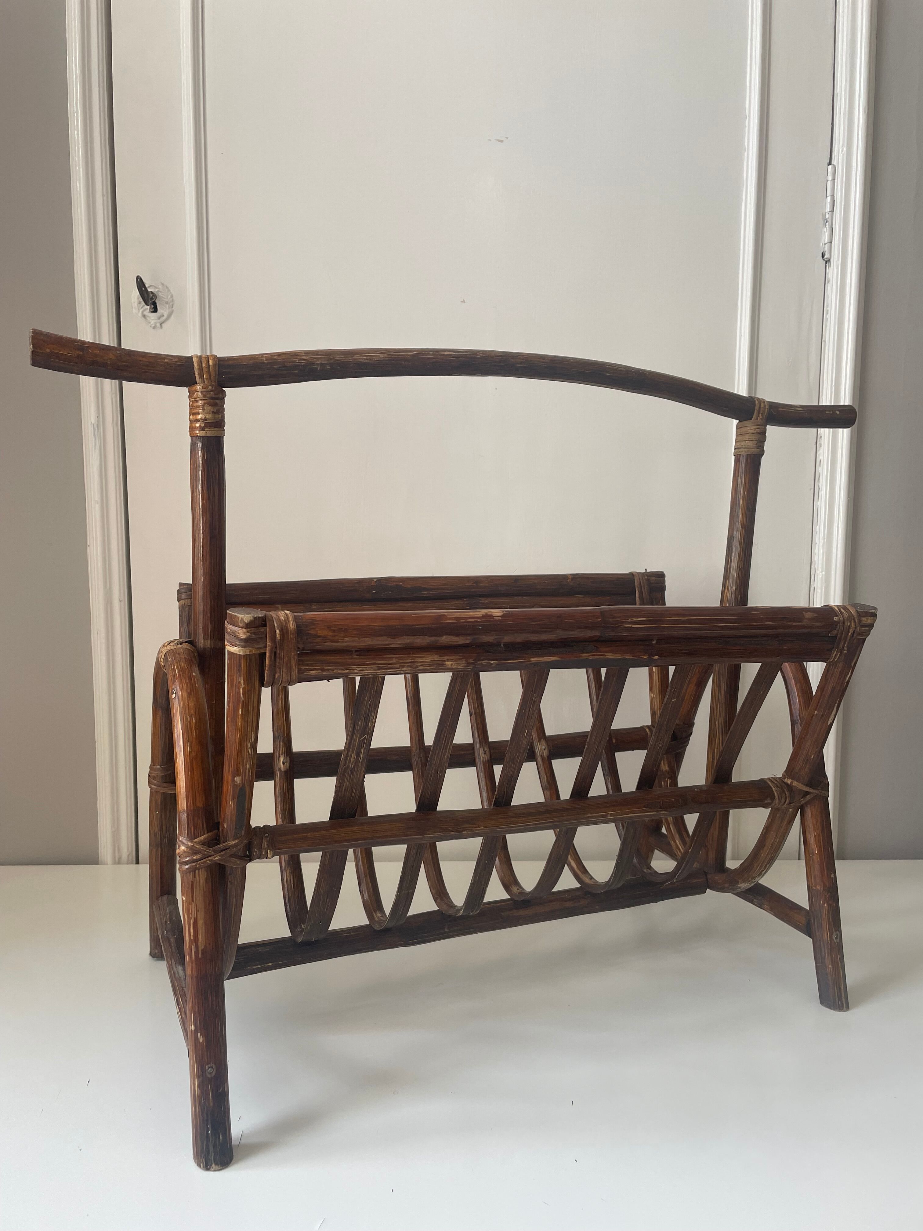 Rattan magazine holder