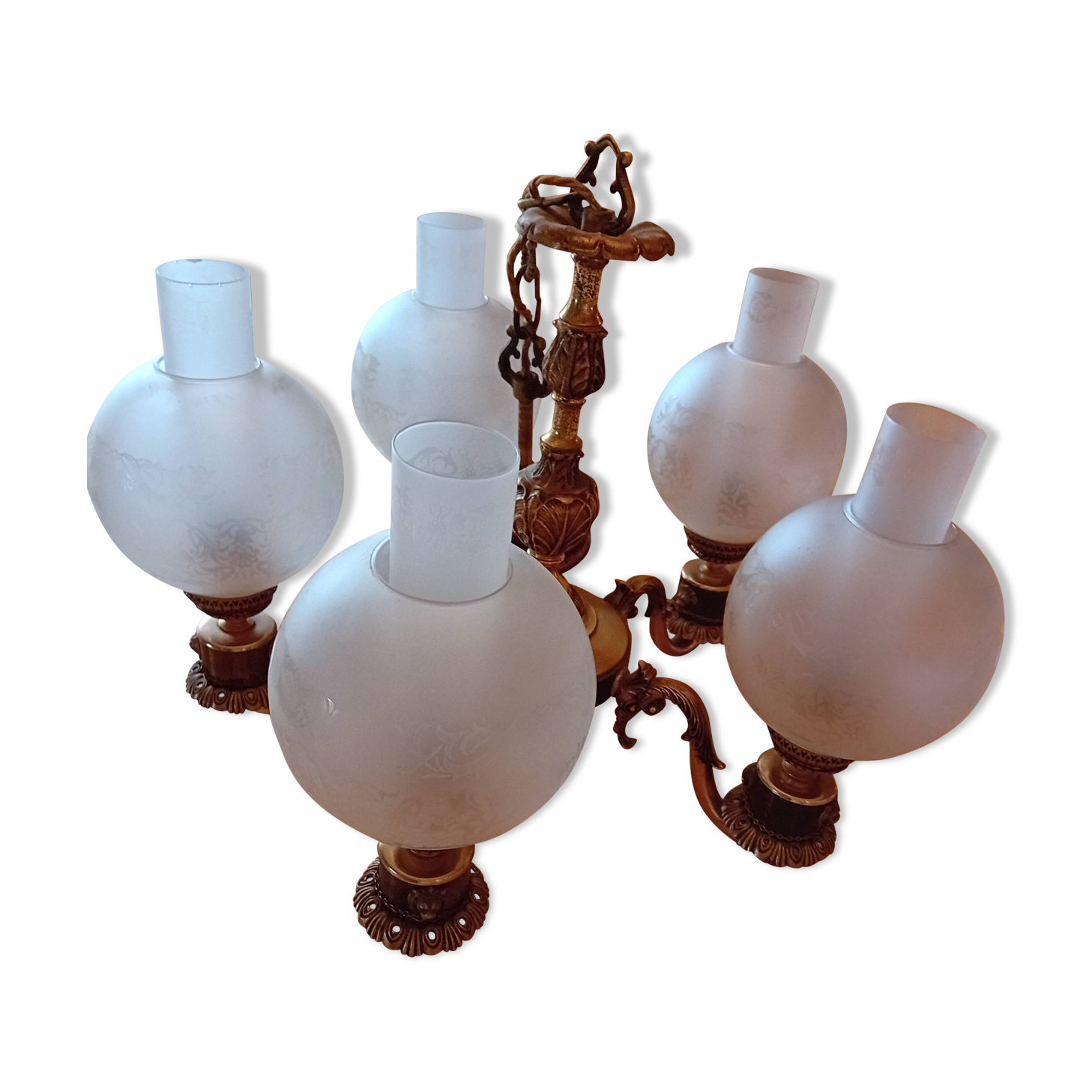 Bronze and brass chandelier