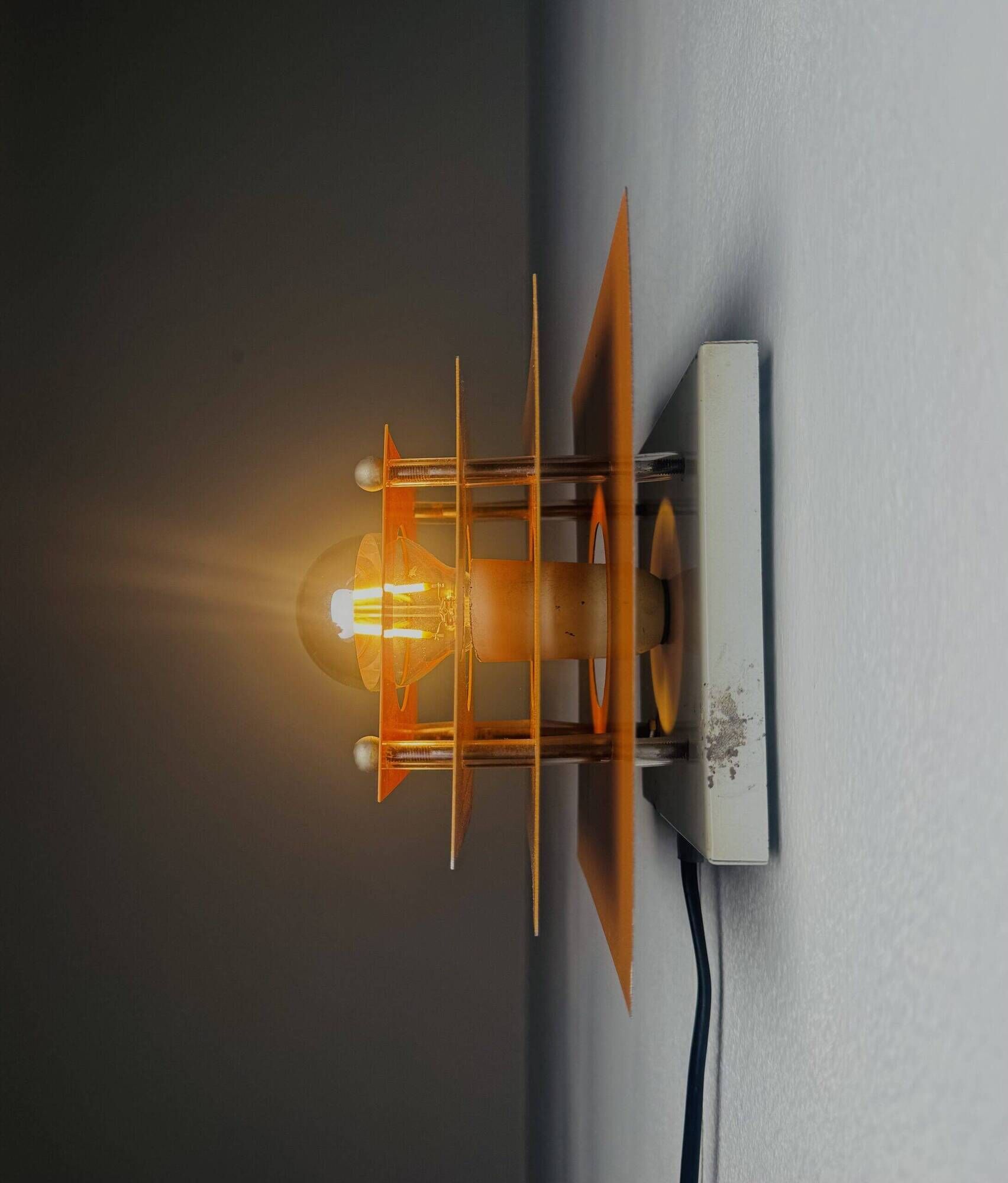 Pyramid Layered Wall Lamp In Orange By Hustadt Leuchten, Germany 1960S