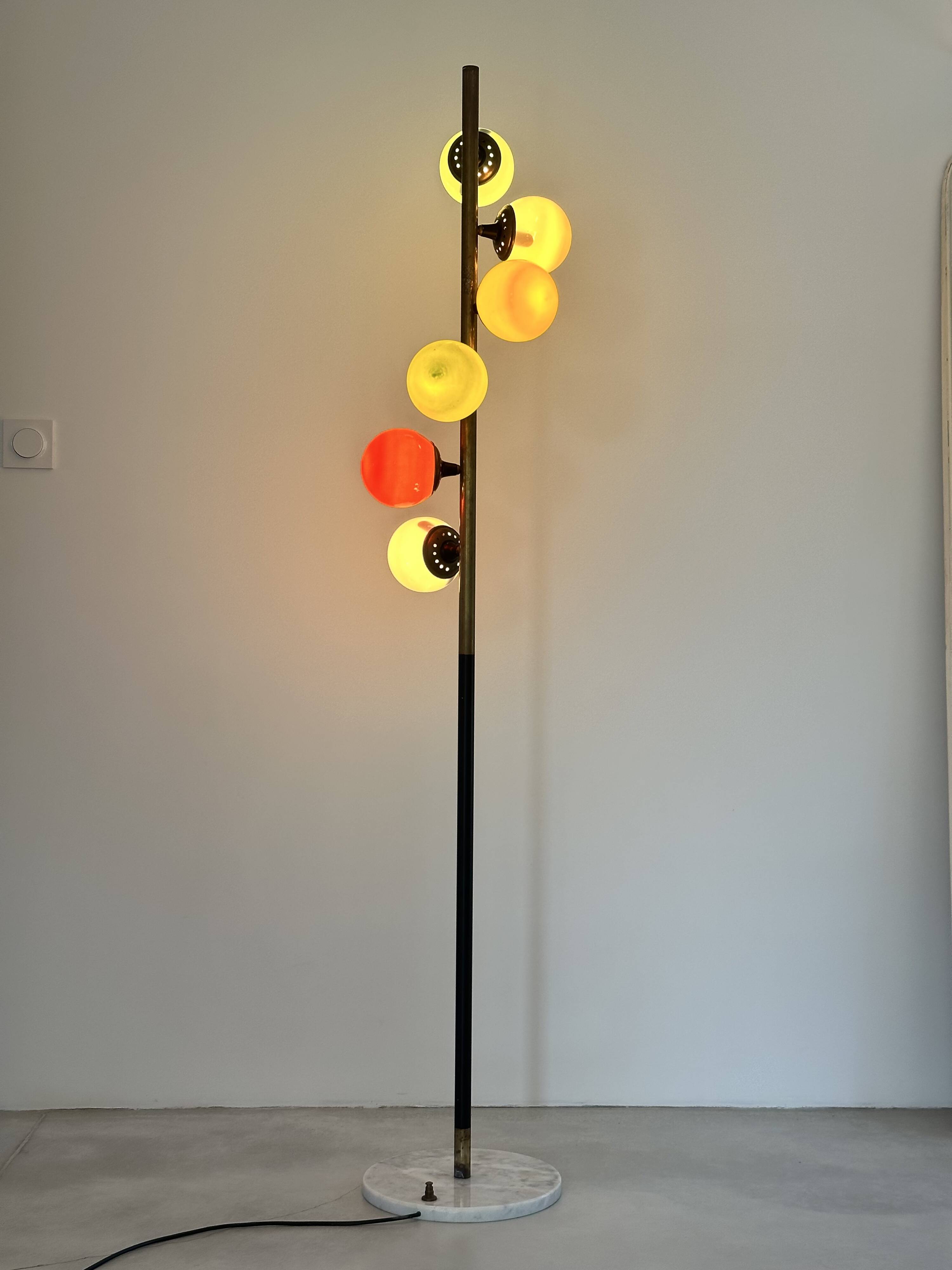Designer floor lamp model 'galassia' stilnovo style, italy