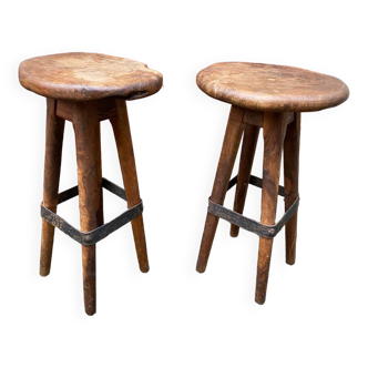 Pair of olive wood stools