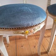 Pair of antique medallion chairs, boudoir seats in Louis XV style.