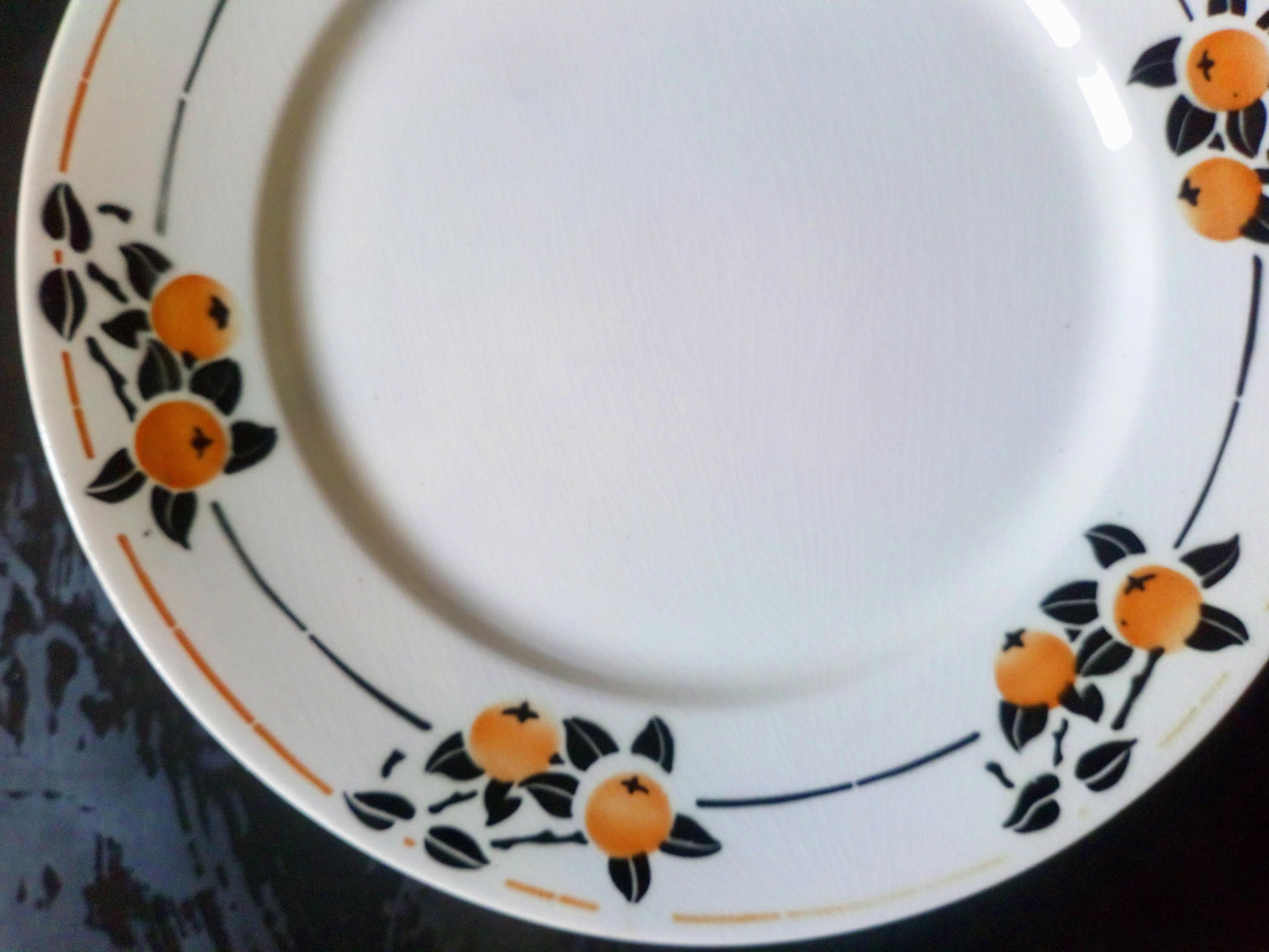 Six Art Deco plates from Badonviller service "Madeleine"
