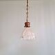 Art Deco Holophane pendant light in clear grooved glass, 1920-30