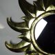 Large handcrafted sun mirror in wood and gilded stucco with gold leaf from the 1970s-80s.