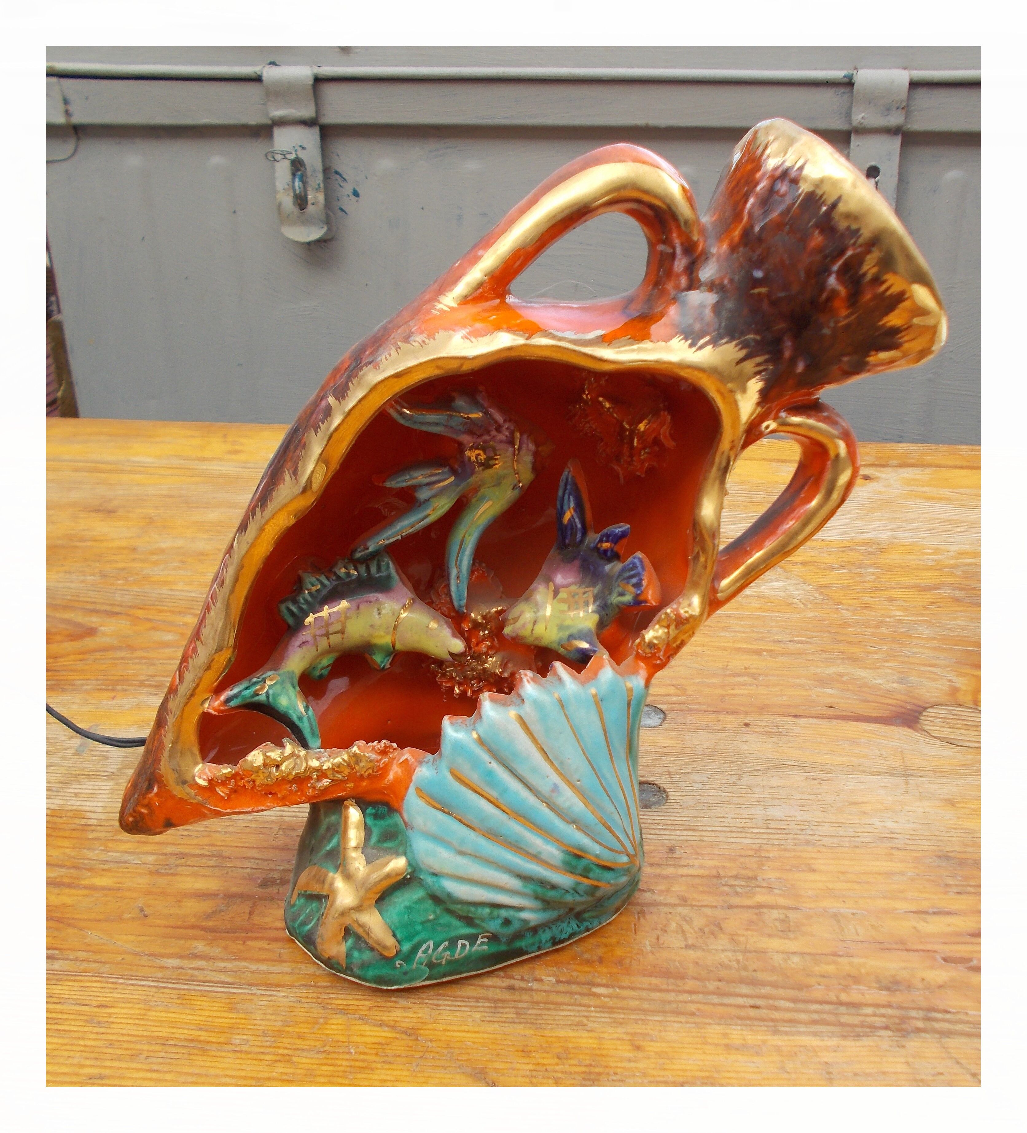 Lamp night light amphora ceramic vintage