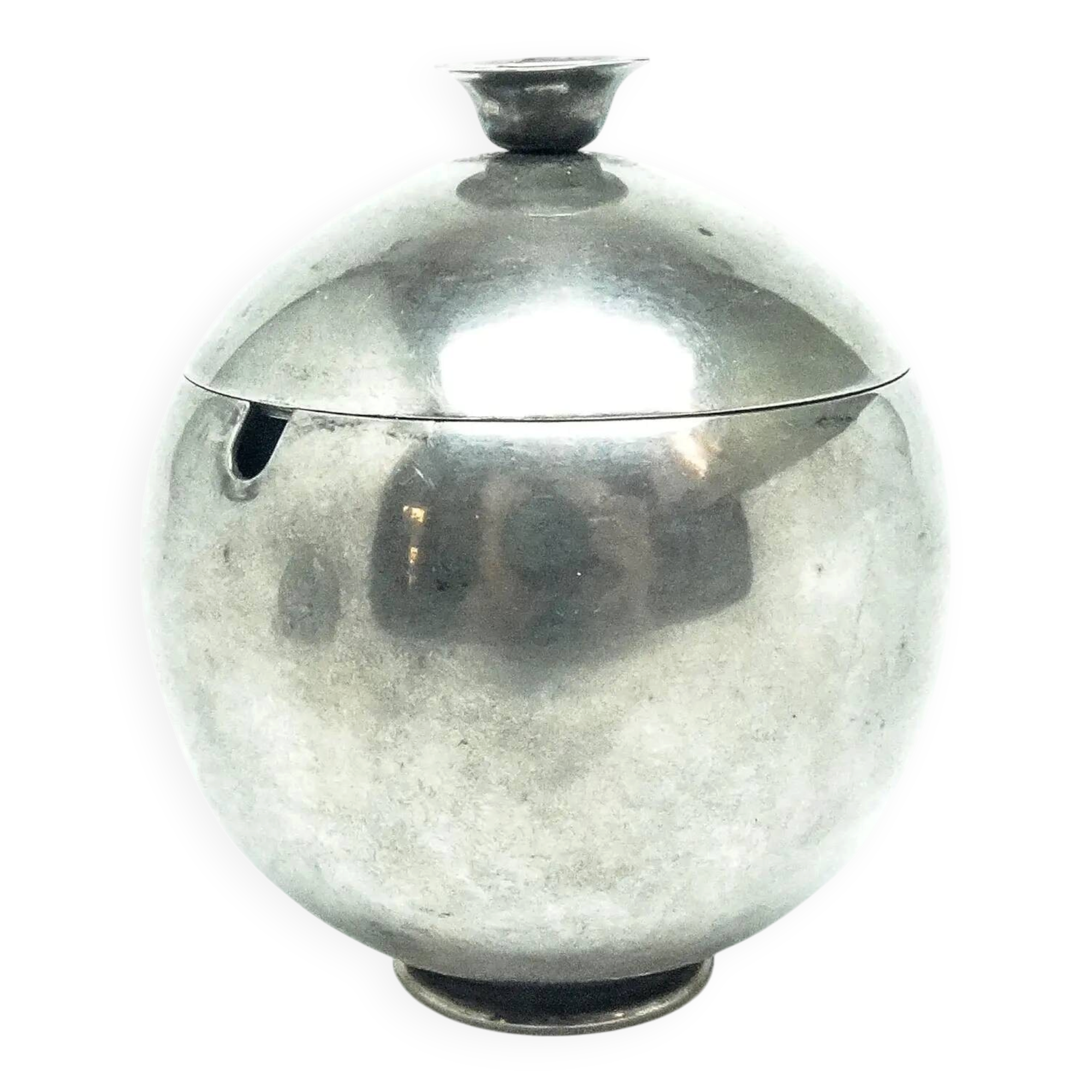 Mid-century modern sugar bowl, silver-plated brass, HEFRA, Poland, 1960s