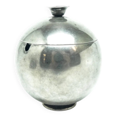 Mid-century modern sugar bowl, silver-plated brass, HEFRA, Poland, 1960s