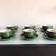 Suite of six green cups with saucers bistro /vintage style 60-70