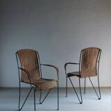 4 Frederick Weinberg wicker iron chairs | 1960s