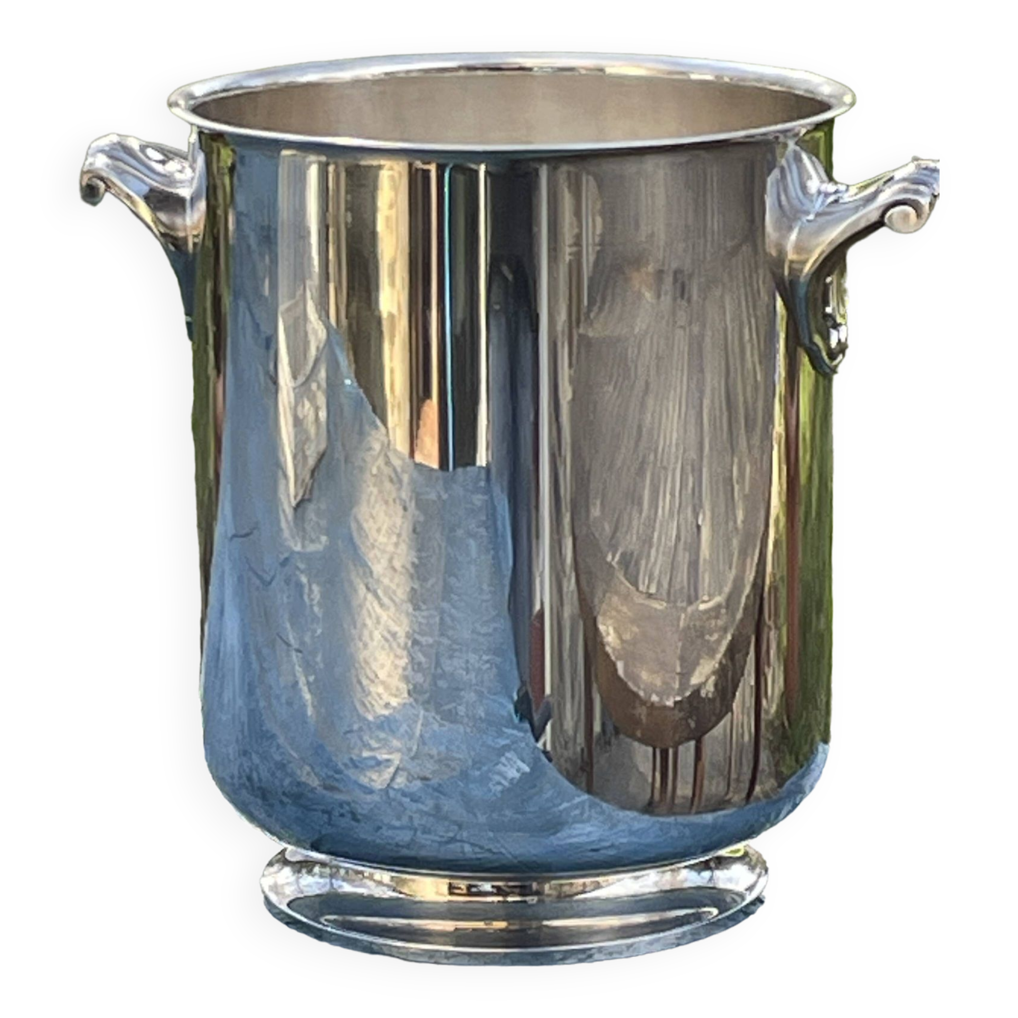 Champagne bucket cooler silver metal shell socket, Gallia Christofle