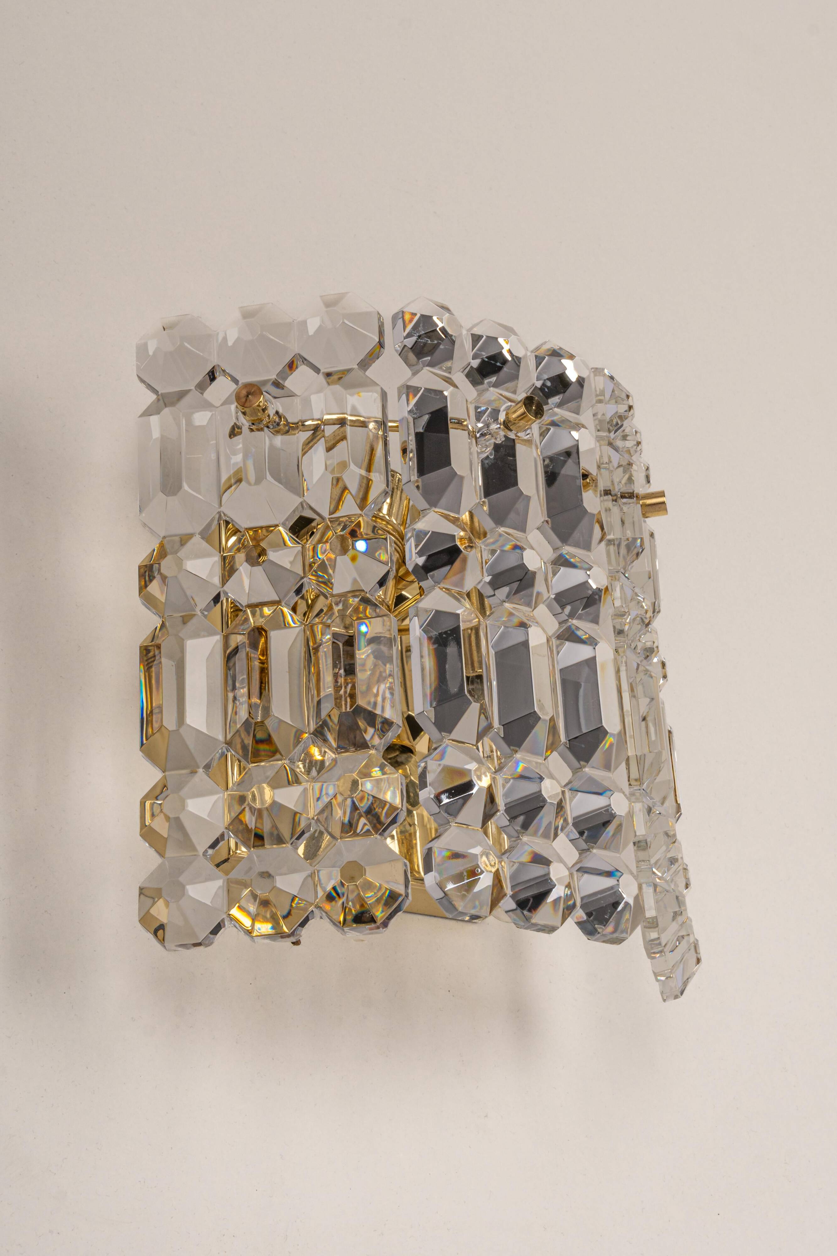 pair of crystal wall lights by Kinkeldey, Germany, 1970s.