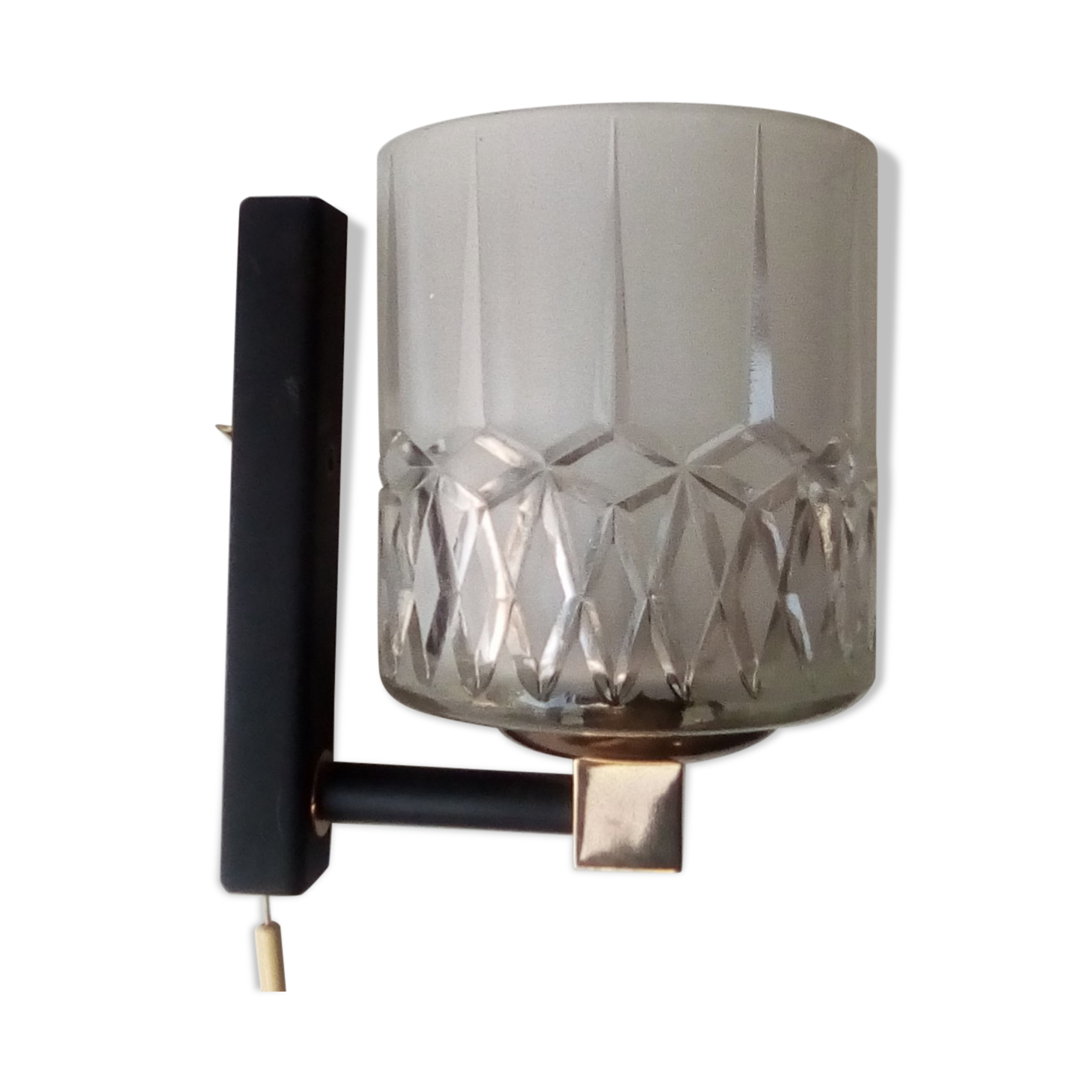 Wall light thick molded glass and 50s brass