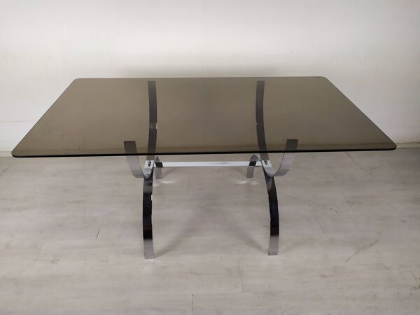Bureau vintage chromé verre