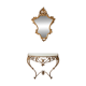 Golden wrought iron console and mirror in rococo style.