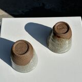 Set of 2 cups in Indonesian ceramic (brown & speckled glazed matte)