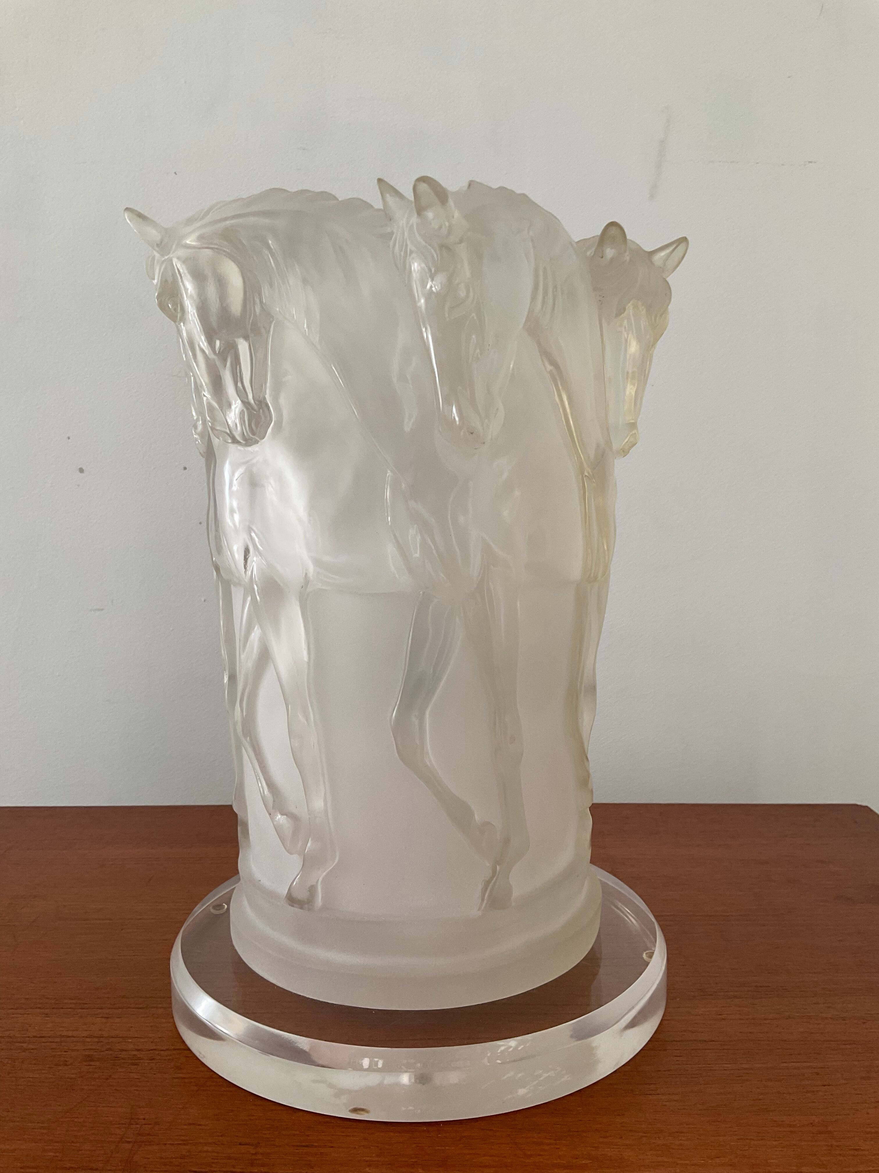 Lamp decorated with horses in plexiglass from the 70s