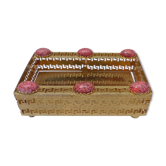 Vide poche en métal doré et pierres roses
