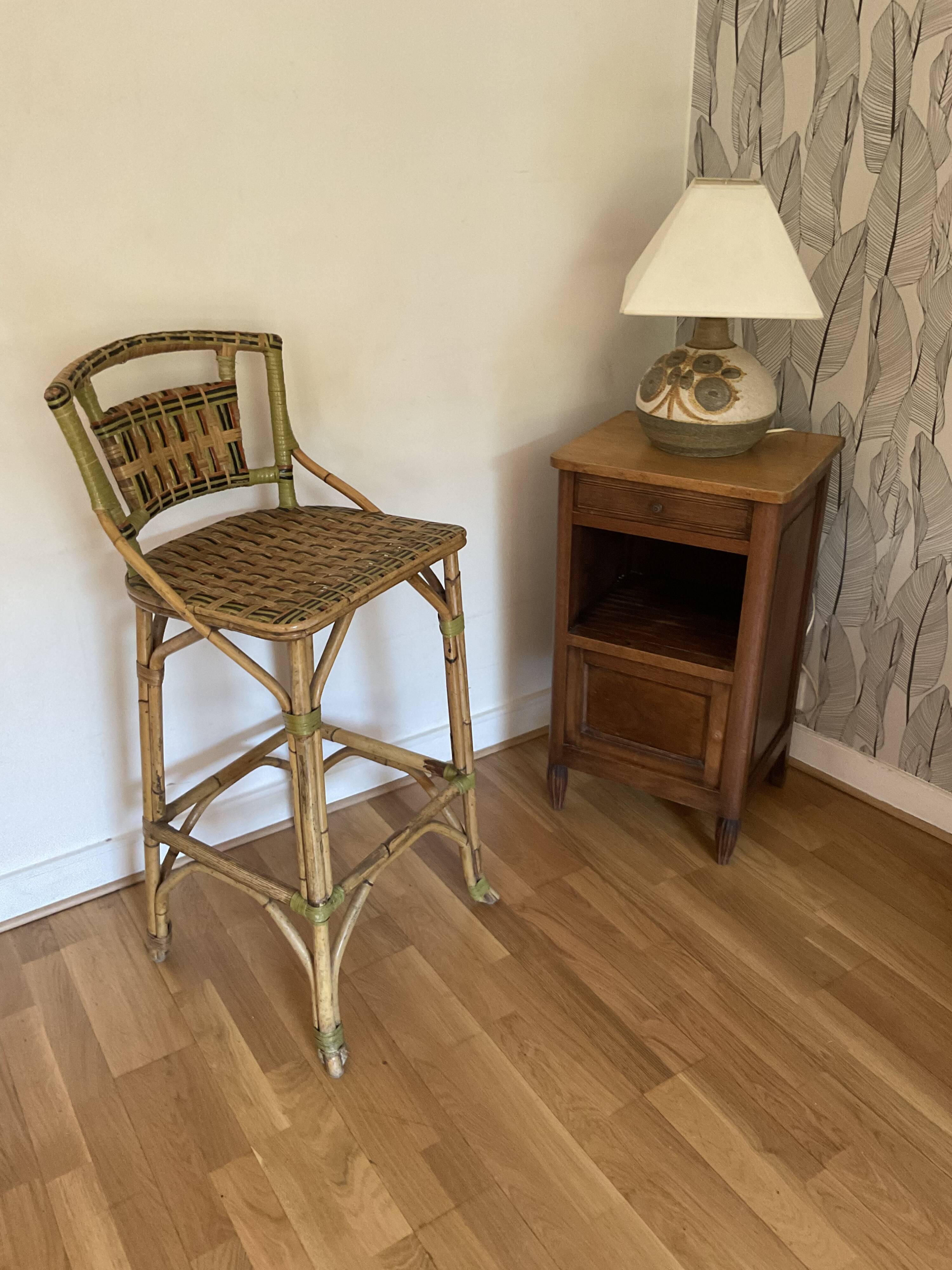 Rattan and bamboo stool