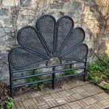 Vintage black rattan headboard 142cm