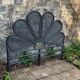 Vintage black rattan headboard 142cm