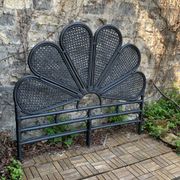 Tête de lit vintage en rotin noir 142cm