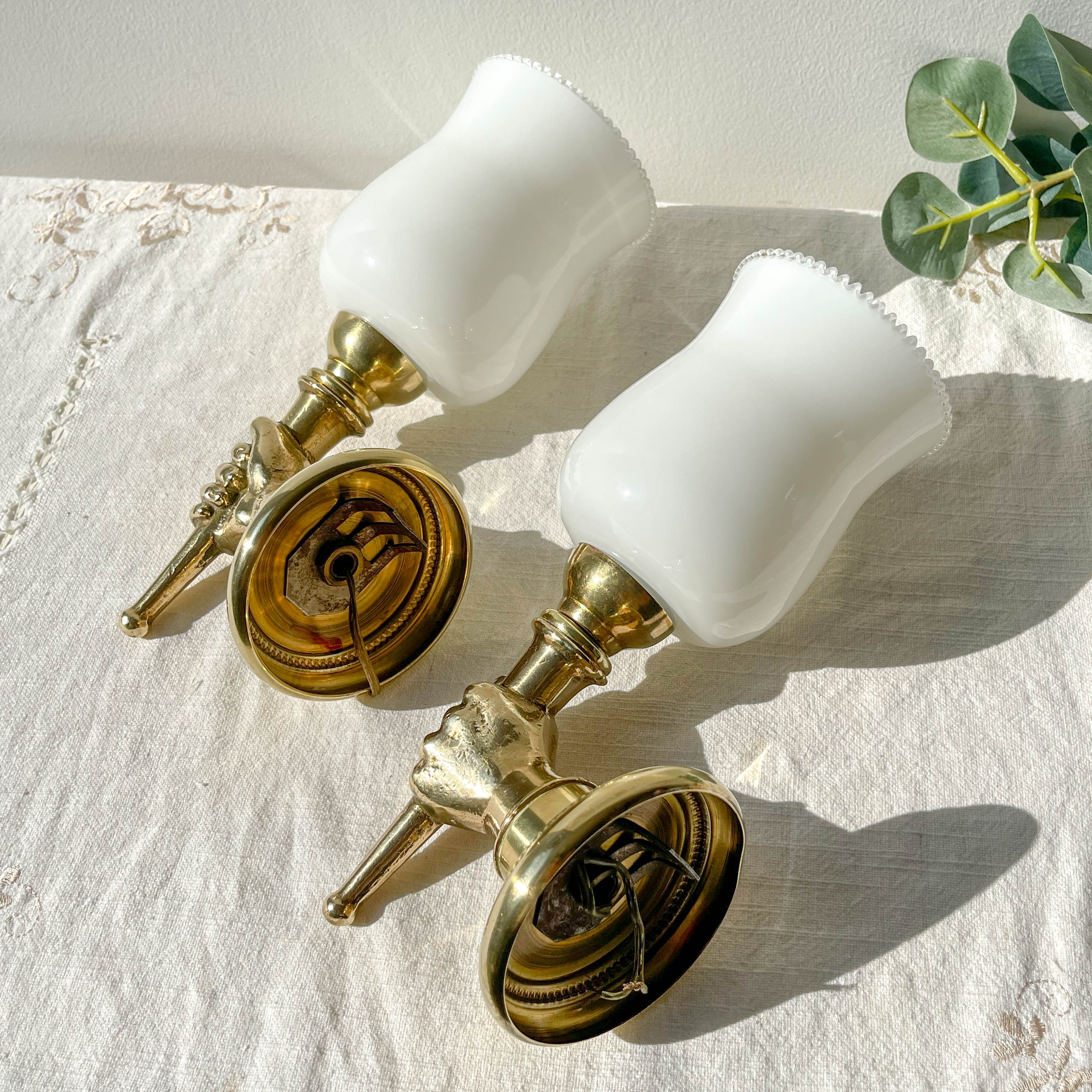 Pair of vintage brass wall sconces – Maison Jansen, 1960s
