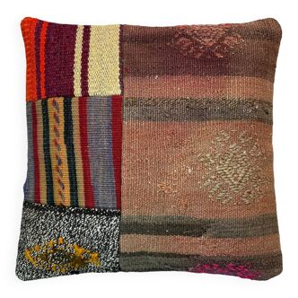 Housse de coussin kilim turc vintage, 40 x 40 cm