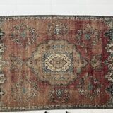 Tapis Oriental en laine nouée à la main, tons rouges et bleus, motif médaillon Vintage, à poils bas, 160x254 Cm