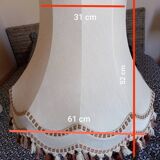 Vintage XXL pagoda lampshade with ecru fabric headband and fringes