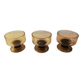 Set of 3 vintage 1970s brown smoked glass cups Pegasus Mobil.