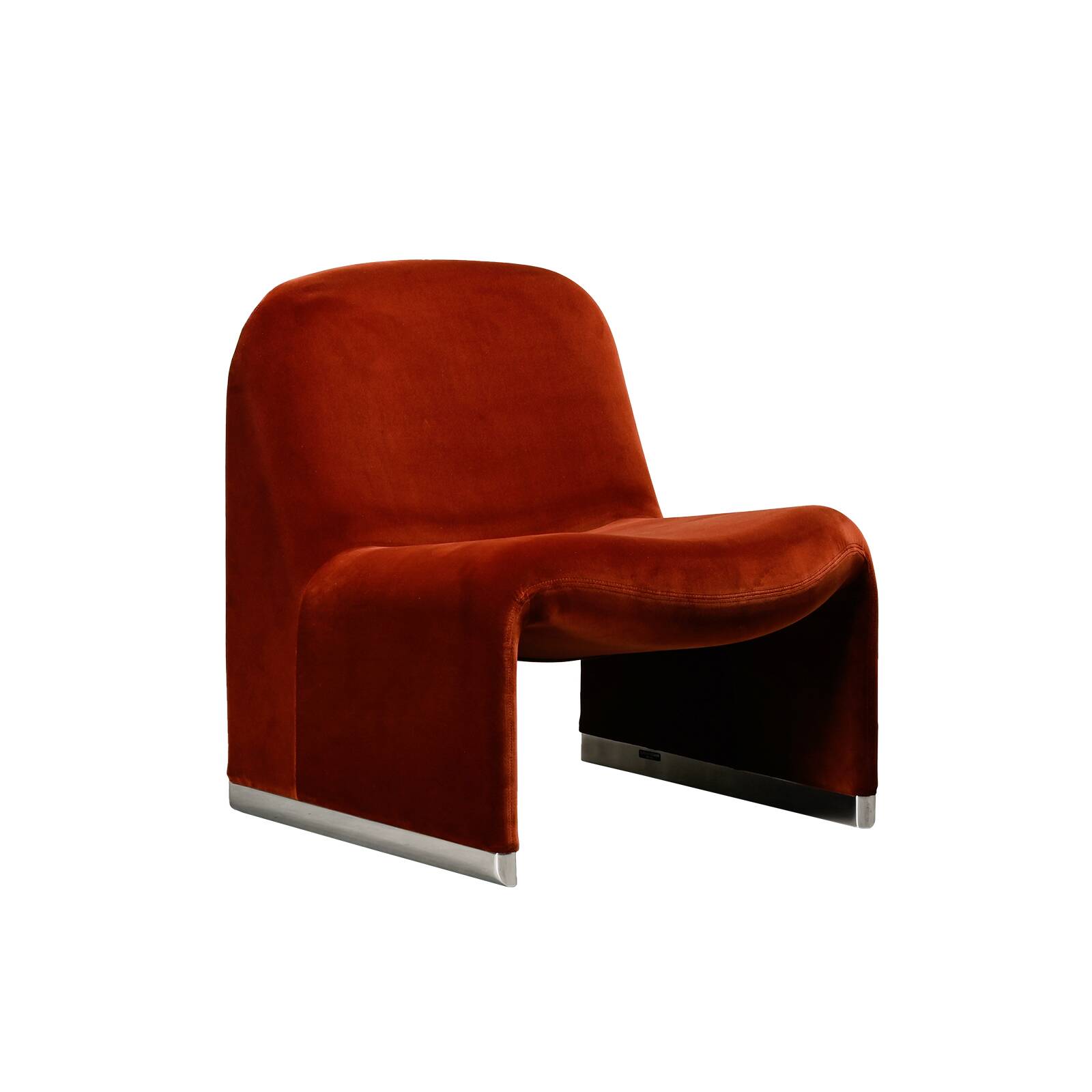 Giancarlo Piretti Alky Lounge Chair in Rust Velvet for Anonima Castelli,