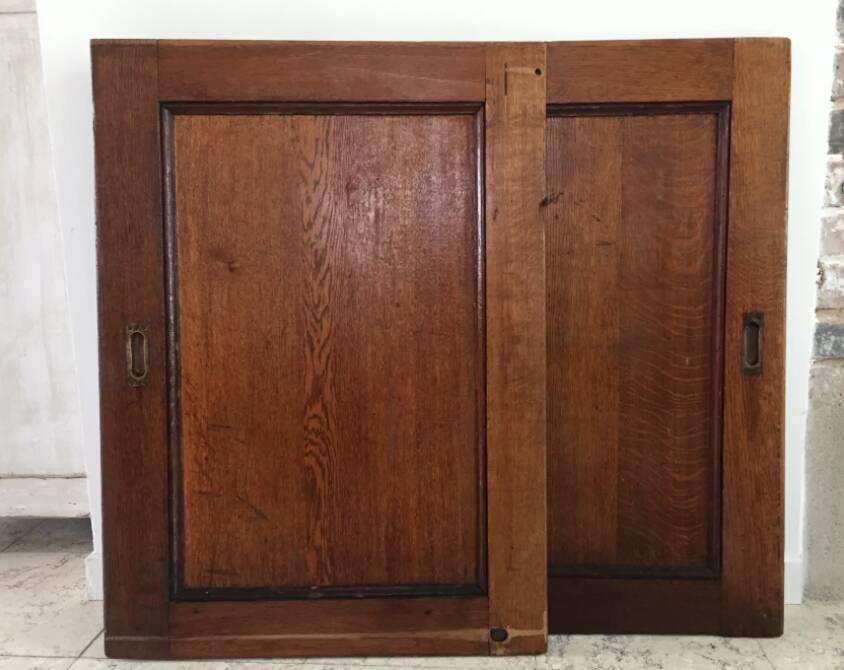 Pair of vintage oak sliding doors