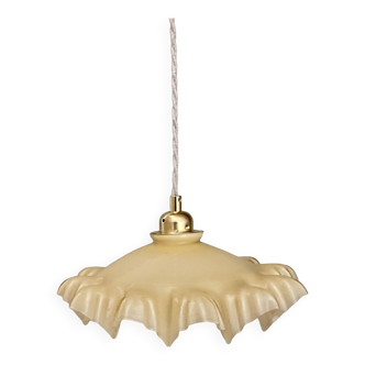 Vintage pale yellow opaline lampshade pendant light