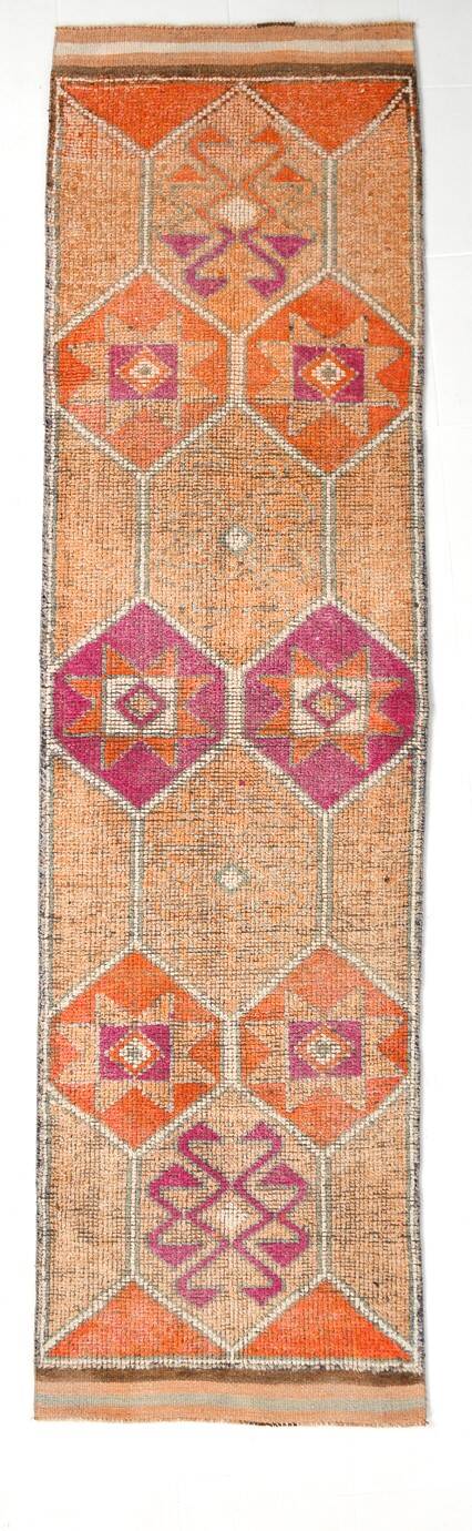 Light Orange & Pembe Vintage Runner Rug For Home Decor, 88x323 Cm