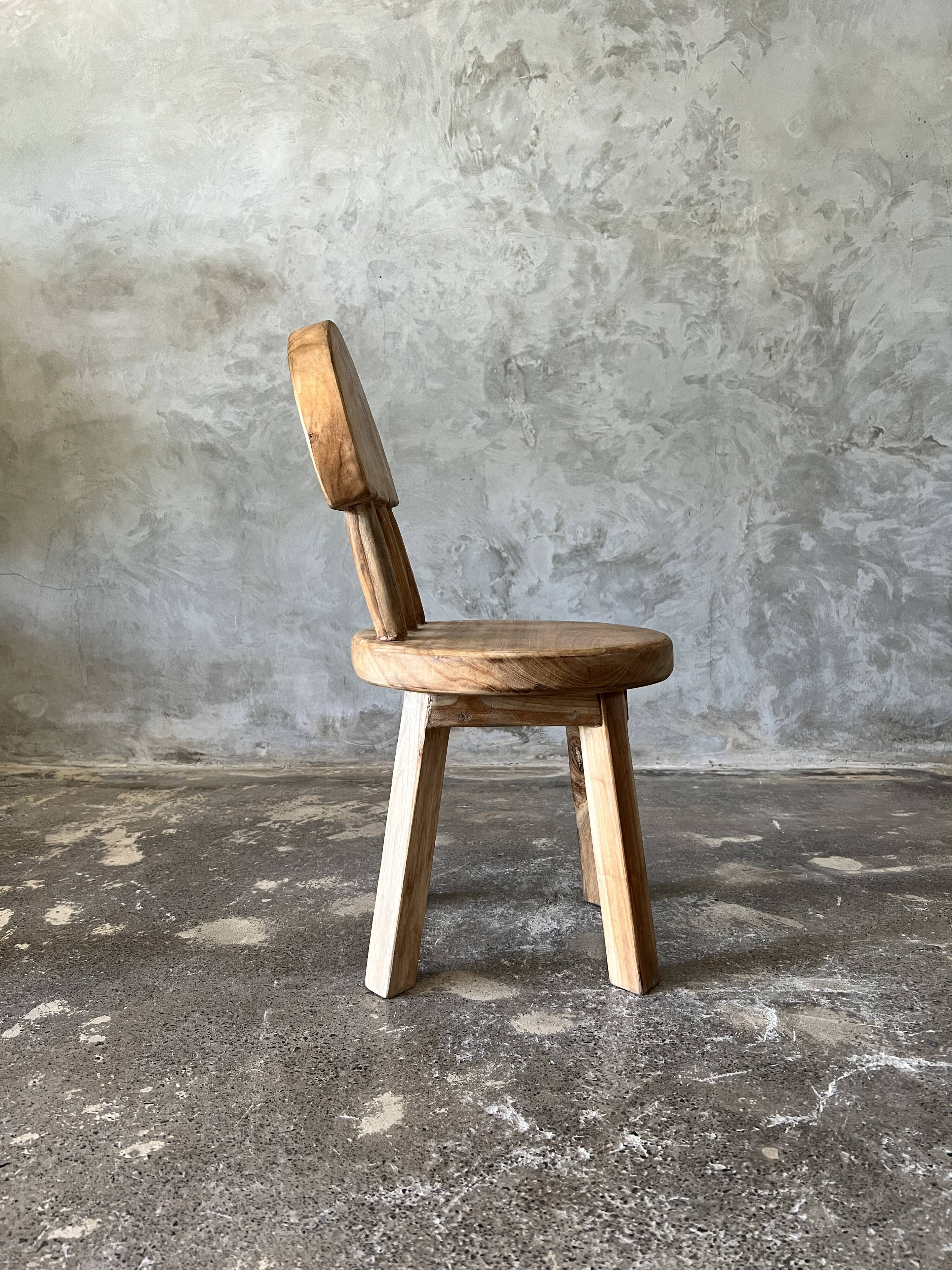 Small child's chair in natural blond teak back with three bars