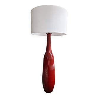 Lampadaire rouge en céramique vintage 1970-80.