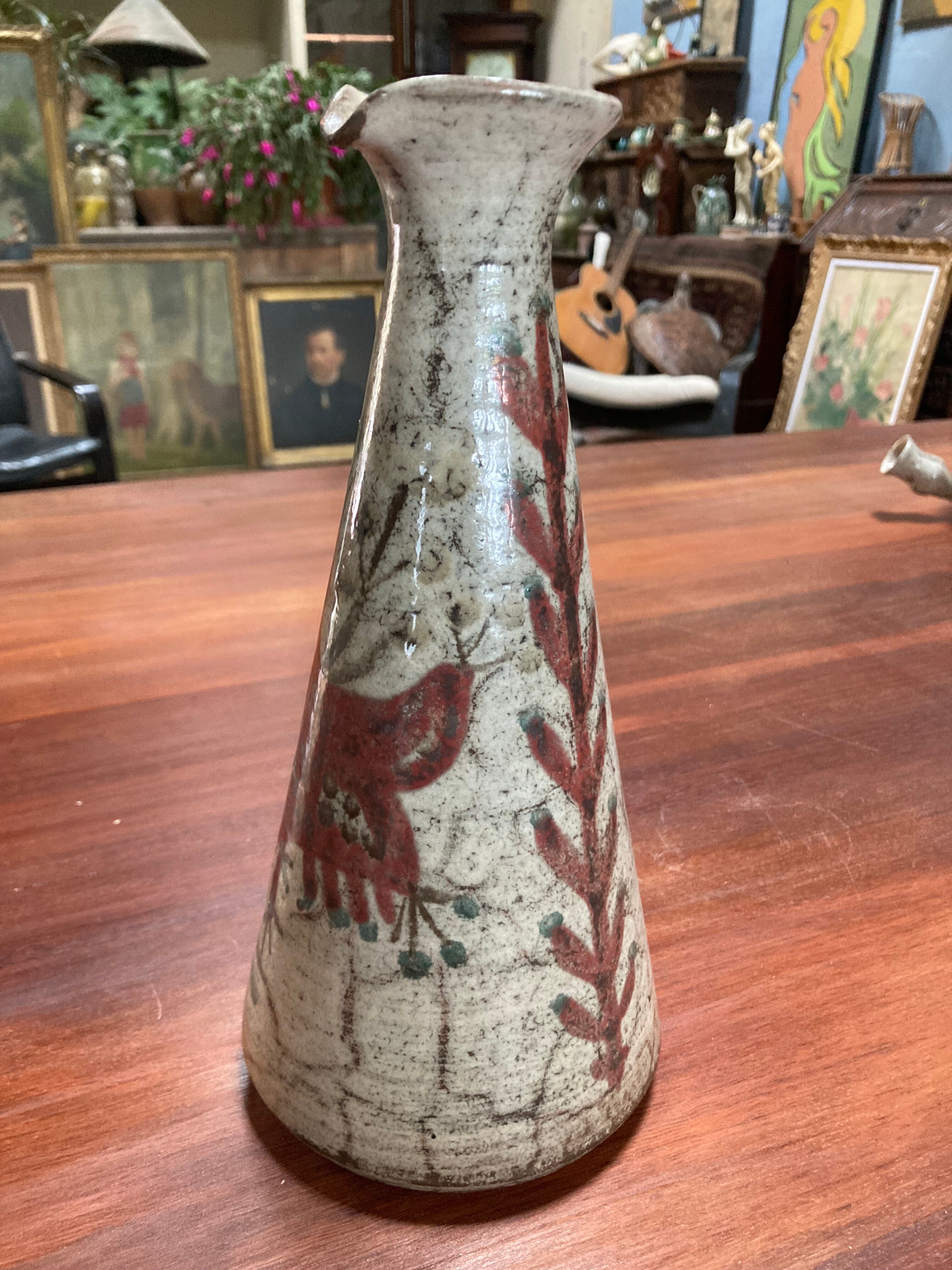 Gustave Reynaud. Rare conical vase or carafe. Signed.