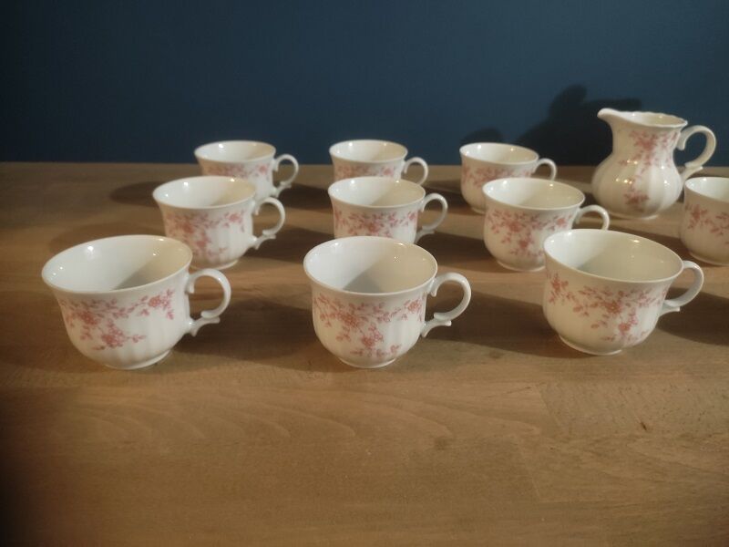 Coffee set Wunsiedel Porcelain Bavaria sugar pot cups pink Dp 1222109