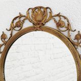 Miroir Médaillon Rond en Laiton, 1950s