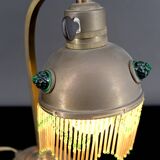Lampe de table Art Nouveau en Laiton et Cabochons de Verre, Circa 1910