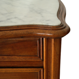 Table de chevet style Régence en noyer et marbre