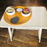 Table basse rotin blanc vintage 50