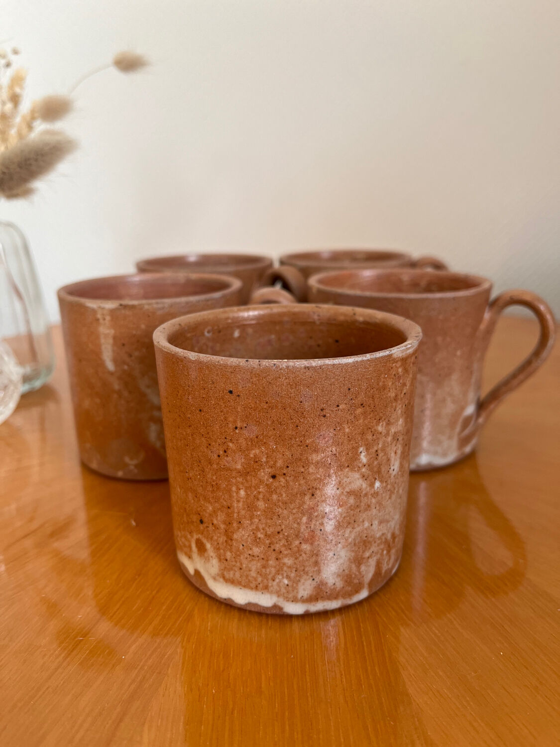 Lot de 5 tasses à café en grès vintage