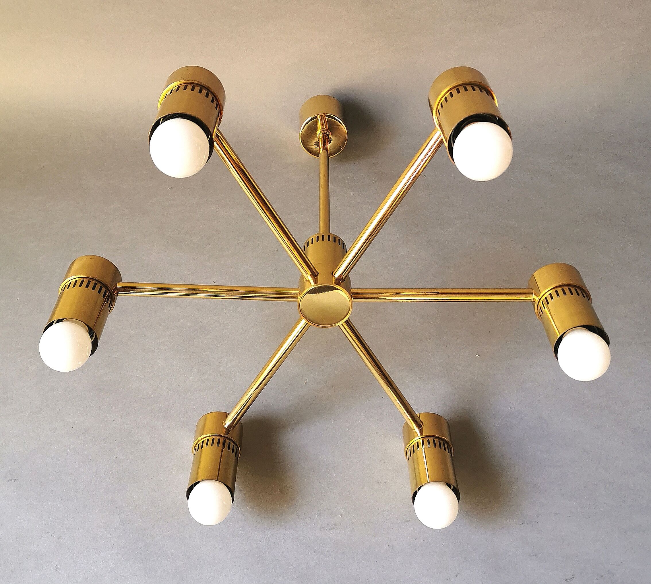 Luster 6 Italian gilded brass fires 1970