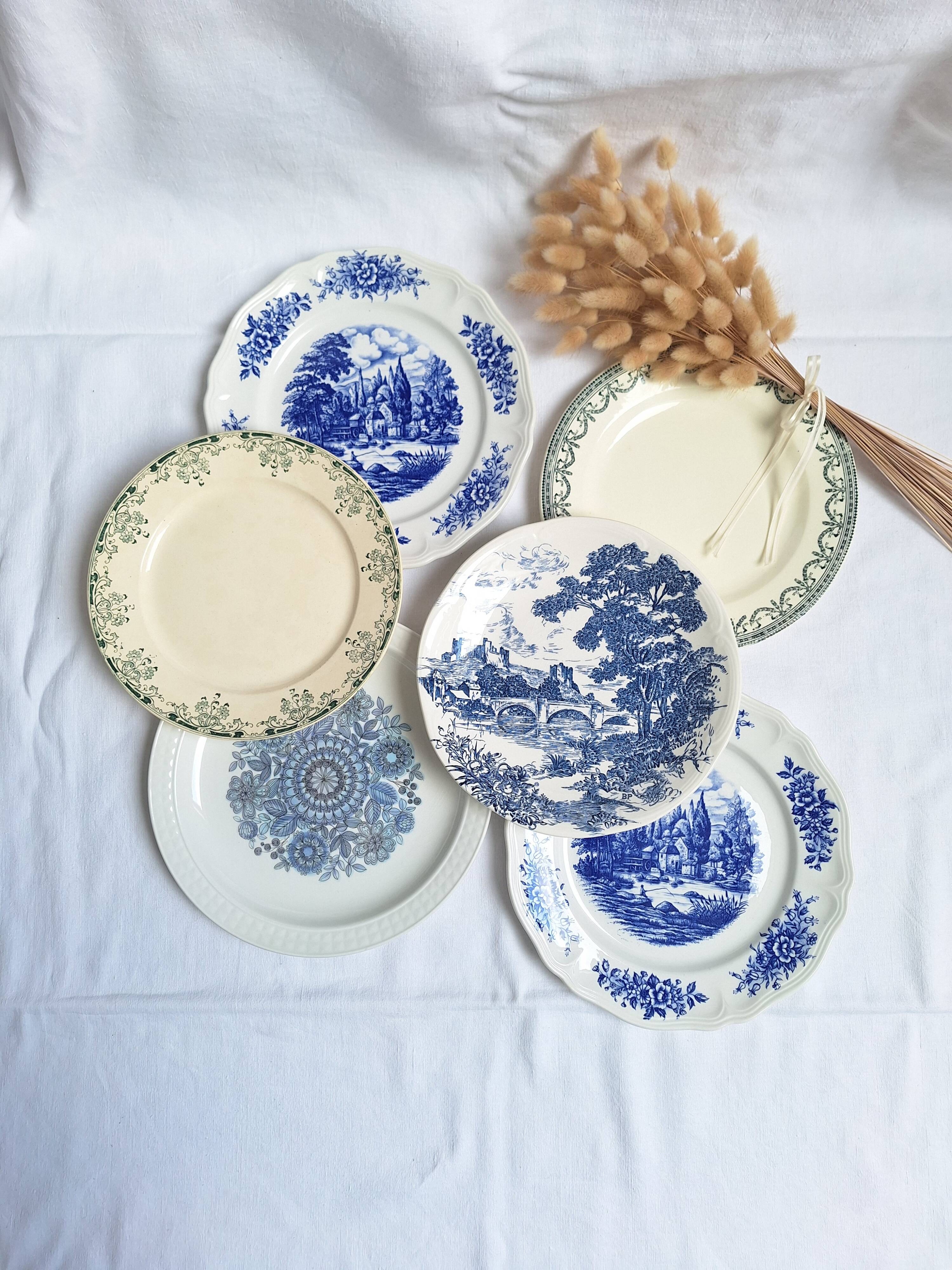 Vintage blue green dinner plates
