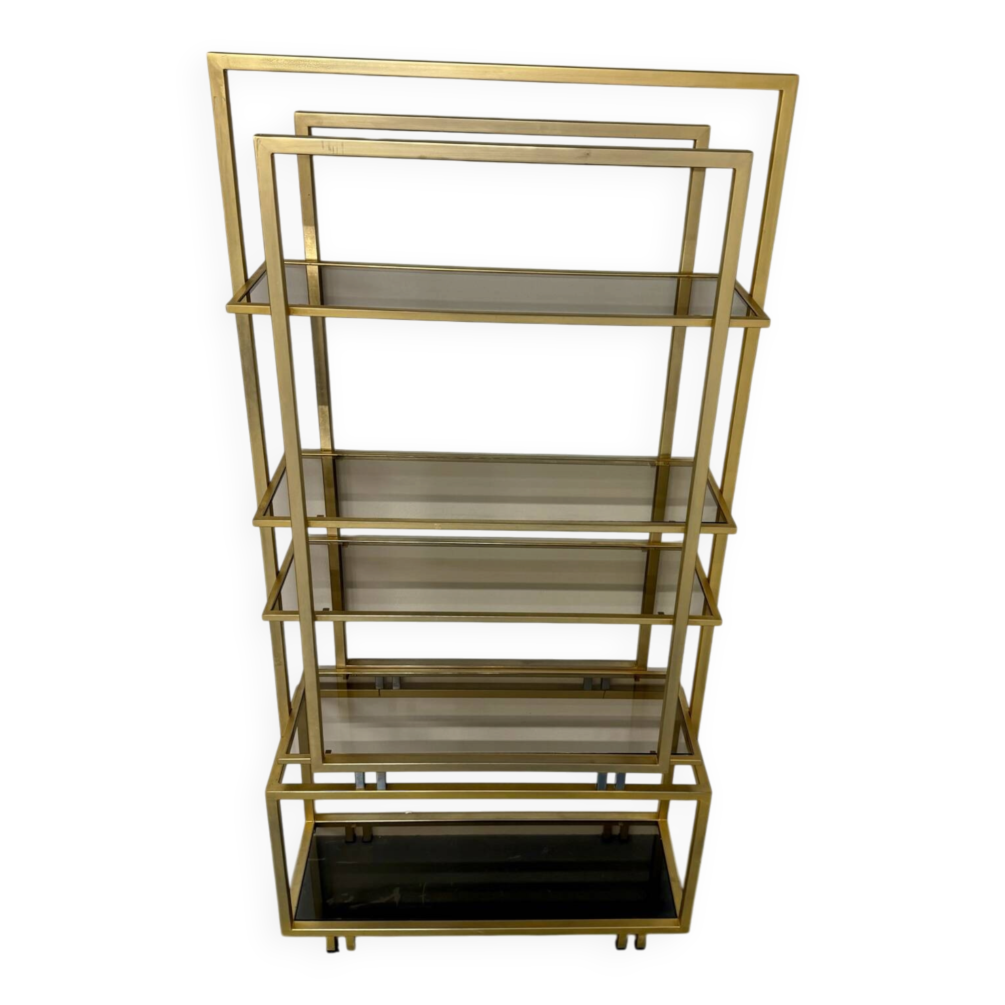 1970s vintage Italian design brass and glass shelf