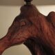Sculptural lamp made of olive wood, around 1960.