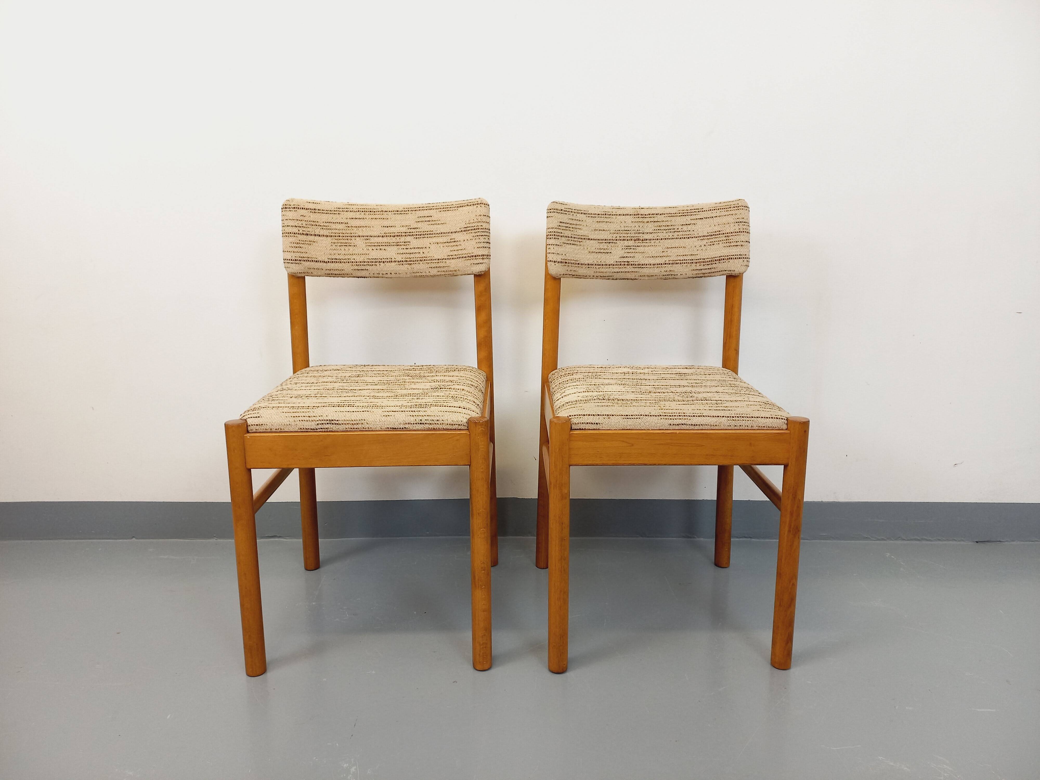 Pair of vintage Baumann chairs in wood and fabric from the 70s