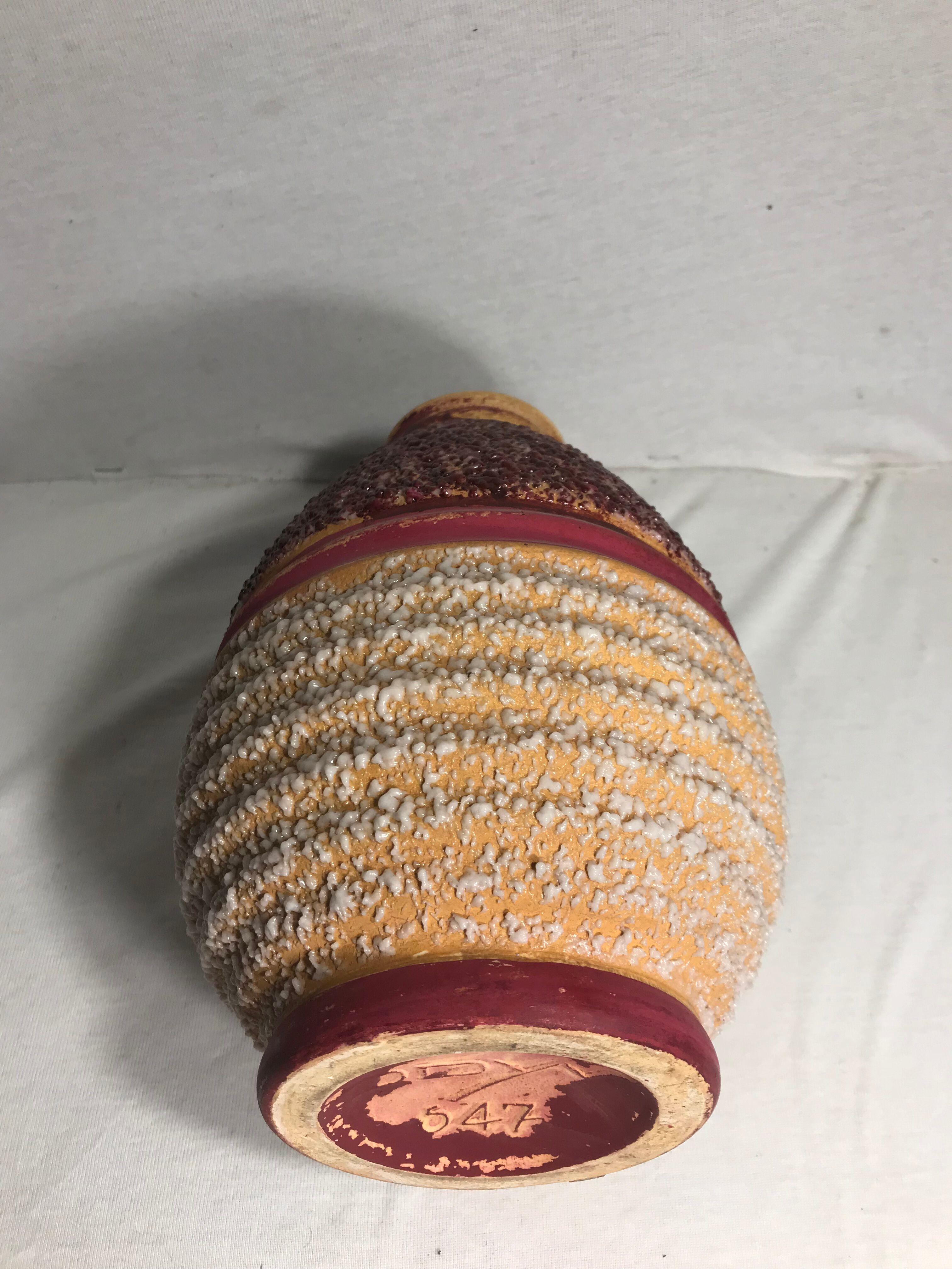 Old vase ball Odyv ceramic rose violet decoration 70s vintage